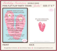Load image into Gallery viewer, Flip Flop Pool Birthday Party Invitation Beach Pink Girl Swimming Splash Boogie Bear Invitations Jackie Theme Paperless Printable Printed