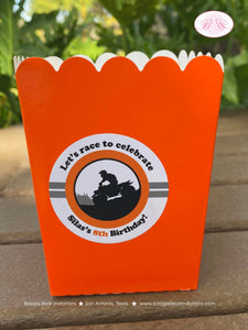 Orange ATV Party Popcorn Boxes Mini Food Buffet Birthday Black Quad All Terrain Vehicle 4 Wheeler Racing Boogie Bear Invitations Silas Theme