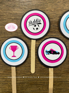 Retro Soccer Cupcake Toppers Birthday Party Vintage Coach Play Ball Goal Kick It Team Trophy Cup Game Boogie Bear Invitations Addie Theme