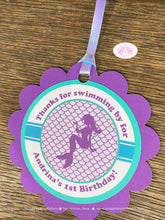 Load image into Gallery viewer, Mermaid Birthday Party Favor Tags Treat Bag Pool Purple Aqua Blue Swim Swimming Ocean Splash Beach Boogie Bear Invitations Andrina Theme