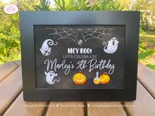 Load image into Gallery viewer, Halloween Ghosts Birthday Party Sign Poster Display Spider Web Pumpkin Haunted Hey Boo Spooky Boy Girl Boogie Bear Invitations Marley Theme