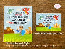Load image into Gallery viewer, Dragon Knight Birthday Party Sign Poster Soldier Shield Red Black Flying Slayer Castle Sword Battle Kid Boogie Bear Invitations Lawson Theme