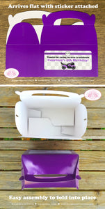 Purple Motorcycle Party Treat Boxes Favor Birthday Tags Bag Enduro Motocross Racing Race Track Street Boogie Bear Invitations Courtney Theme