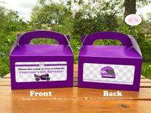 Load image into Gallery viewer, Purple Motorcycle Party Treat Boxes Favor Birthday Tags Bag Enduro Motocross Racing Race Track Street Boogie Bear Invitations Courtney Theme