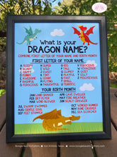Load image into Gallery viewer, Dragon Name Birthday Party Sign Poster Soldier Knight Fire Breathing Flying Slayer Battle Fantasty Hero Boogie Bear Invitations Lawson Theme