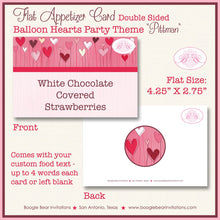Load image into Gallery viewer, Balloon Hearts Valentine Party Favor Card Tent Appetizer Food Place Favor Red White Pink Holiday Love Boogie Bear Invitations Pittman Theme