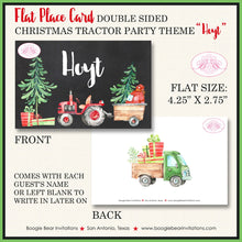 Load image into Gallery viewer, Christmas Tractor Birthday Party Favor Card Appetizer Food Place Sign Label Truck Red Chalkboard Farm Boogie Bear Invitations Hoyt Theme