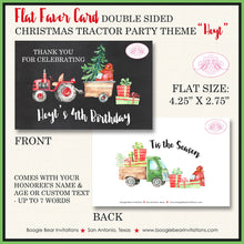 Load image into Gallery viewer, Christmas Tractor Birthday Party Favor Card Appetizer Food Place Sign Label Truck Red Chalkboard Farm Boogie Bear Invitations Hoyt Theme