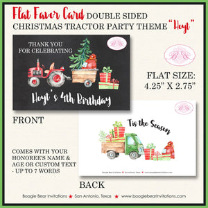 Christmas Tractor Birthday Party Favor Card Appetizer Food Place Sign Label Truck Red Chalkboard Farm Boogie Bear Invitations Hoyt Theme