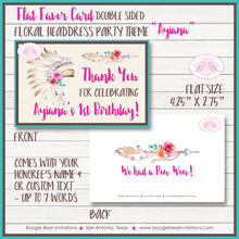 Load image into Gallery viewer, Pink Headdress Birthday Party Favor Card Appetizer Food Place Sign Label Girl Teepee Arrow Tipi Wild Boogie Bear Invitations Ayiana Theme