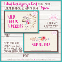 Load image into Gallery viewer, Pink Headdress Birthday Party Favor Card Appetizer Food Place Sign Label Girl Teepee Arrow Tipi Wild Boogie Bear Invitations Ayiana Theme