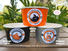 Load image into Gallery viewer, Orange ATV Birthday Party Treat Cups Candy Buffet Paper Black Quad All Terrain Vehicle 4 Wheeler Racing Boogie Bear Invitations Silas Theme