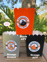 Load image into Gallery viewer, Orange ATV Party Popcorn Boxes Mini Food Buffet Birthday Black Quad All Terrain Vehicle 4 Wheeler Racing Boogie Bear Invitations Silas Theme