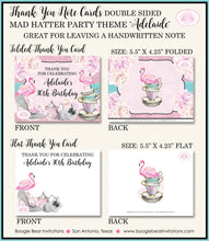 Load image into Gallery viewer, Mad Hatter Party Thank You Cards Birthday Pink Flamingo Alice in Wonderland Rabbit Sweet 16 Boogie Bear Invitations Adelaide Theme Printed