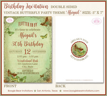 Load image into Gallery viewer, Vintage Butterfly Birthday Party Invitation Green Girl Garden Picnic Park Boogie Bear Invitations Abigail Theme Paperless Printable Printed