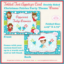 Load image into Gallery viewer, Christmas Fairy Birthday Party Favor Card Appetizer Food Place Sign Label Winter Red Green Blue Fairies Boogie Bear Invitations Breena Theme