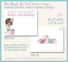 Load image into Gallery viewer, Easter Bunny Party Thank You Card Note Birthday Egg Hunt Girl Flower Purple Spring Rabbit Boogie Bear Invitations Bridget Theme Printed
