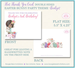 Easter Bunny Party Thank You Card Note Birthday Egg Hunt Girl Flower Purple Spring Rabbit Boogie Bear Invitations Bridget Theme Printed