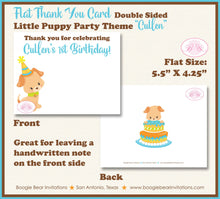Load image into Gallery viewer, Little Puppy Party Thank You Card Birthday Note Boy Girl Dog Blue Pet Paw Pawty Vet Adoption Boogie Bear Invitations Cullen Theme Printed