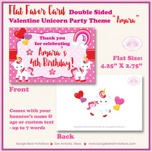 Valentine Unicorn Birthday Party Favor Card Appetizer Food Folded Tent Pink Purple Magic Horse Boogie Bear Invitations Amara Theme Printed