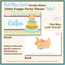 Load image into Gallery viewer, Little Puppy Birthday Favor Party Card Appetizer Food Place Sign Label Dog Pet Paw Pawty Adoption Blue Boogie Bear Invitations Cullen Theme