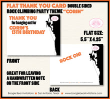 Load image into Gallery viewer, Rock Climbing Birthday Party Thank You Card Mountain Hike Rock Wall Sports Athletic Climb Orange Boogie Bear Invitations Corin Theme Printed