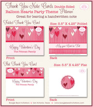 Load image into Gallery viewer, Balloon Hearts Valentine Thank You Card Party Day Birthday Red White Pink Holiday Dinner Love Boogie Bear Invitations Pittman Theme Printed
