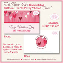 Load image into Gallery viewer, Balloon Hearts Valentine Party Favor Card Tent Appetizer Food Place Favor Red White Pink Holiday Love Boogie Bear Invitations Pittman Theme