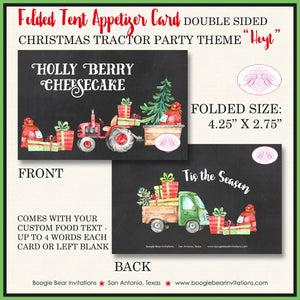 Christmas Tractor Birthday Party Favor Card Appetizer Food Place Sign Label Truck Red Chalkboard Farm Boogie Bear Invitations Hoyt Theme