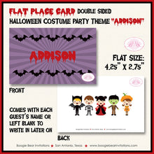 Load image into Gallery viewer, Halloween Birthday Party Favor Card Appetizer Food Place Sign Label Costume Contest Boy Girl Retro Bat Boogie Bear Invitations Addison Theme
