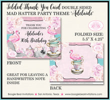 Load image into Gallery viewer, Mad Hatter Party Thank You Cards Birthday Pink Flamingo Alice in Wonderland Rabbit Sweet 16 Boogie Bear Invitations Adelaide Theme Printed