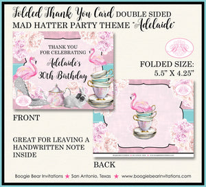 Mad Hatter Party Thank You Cards Birthday Pink Flamingo Alice in Wonderland Rabbit Sweet 16 Boogie Bear Invitations Adelaide Theme Printed