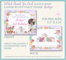Load image into Gallery viewer, Easter Bunny Party Thank You Card Note Birthday Egg Hunt Girl Flower Purple Spring Rabbit Boogie Bear Invitations Bridget Theme Printed