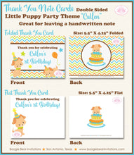 Load image into Gallery viewer, Little Puppy Party Thank You Card Birthday Note Boy Girl Dog Blue Pet Paw Pawty Vet Adoption Boogie Bear Invitations Cullen Theme Printed