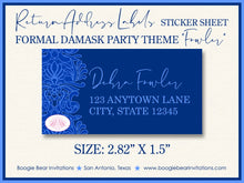 Load image into Gallery viewer, Formal Damask Wedding Invitation Birthday Party Blue Flower Victorian Ball Boogie Bear Invitations Fowler Theme Paperless Printable Printed