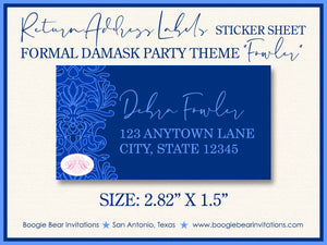 Formal Damask Wedding Invitation Birthday Party Blue Flower Victorian Ball Boogie Bear Invitations Fowler Theme Paperless Printable Printed