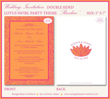 Load image into Gallery viewer, Lotus Swirl Wedding Invitation Birthday Party Flower Modern Pink Orange Boogie Bear Invitations Razdan Theme Paperless Printable Printed
