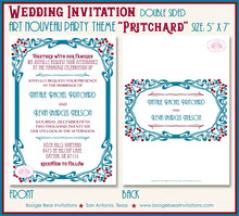 Load image into Gallery viewer, Art Nouveau Wedding Invitation Party Red White Blue Modern Retro Berry Boogie Bear Invitations Pritchard Theme Paperless Printable Printed
