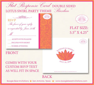 Lotus Swirl RSVP Card Birthday Birthday Party Response Reply Guest Flower Modern Pink Orange Boogie Bear Invitations Razdan Theme Printed