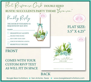 Rustic Succulents RSVP Card Birthday Party Response Reply Guest Floral Cactus Plant Green Aloe Boogie Bear Invitations Bronson Theme Printed