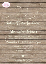 Load image into Gallery viewer, Rustic Wood Wedding Invitation Party Farm Barn Country Lights Heart Arrow Boogie Bear Invitations Landacre Theme Paperless Printable Printed