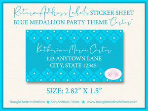 Blue Medallion Wedding Invitation Birthday Party Flower Damask Victorian Boogie Bear Invitations Carter Theme Paperless Printable Printed