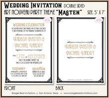 Load image into Gallery viewer, Art Nouveau Wedding Invitation Birthday Party Black Gold White Modern Retro Boogie Bear Invitations Masten Theme Paperless Printable Printed