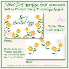 Load image into Gallery viewer, Yellow Flowers Wedding Favor Party Card Tent Appetizer Place Food Birthday Wildflower Garden Summer Boogie Bear Invitations Anderson Theme