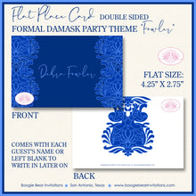 Load image into Gallery viewer, Formal Damask Wedding Favor Party Card Tent Appetizer Place Food Birthday Blue Flower Victorian Ball Boogie Bear Invitations Fowler Theme
