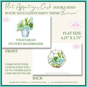 Rustic Succulents Wedding Favor Party Card Tent Appetizer Place Food Birthday Cactus Plant Green Blue Boogie Bear Invitations Bronson Theme