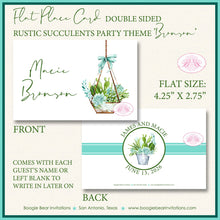 Load image into Gallery viewer, Rustic Succulents Wedding Favor Party Card Tent Appetizer Place Food Birthday Cactus Plant Green Blue Boogie Bear Invitations Bronson Theme