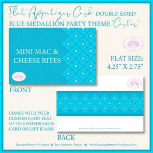 Blue Medallion Wedding Favor Party Card Tent Appetizer Place Food Birthday Flower Damask Victorian Ball Boogie Bear Invitations Carter Theme
