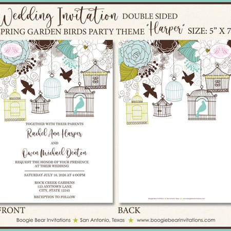Garden Birds Wedding Invitation Birthday Party Garden Birdcage Cage Tree Boogie Bear Invitations Harper Theme Paperless Printable Printed
