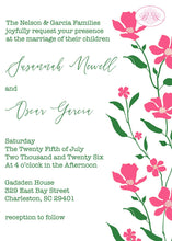 Load image into Gallery viewer, Pink Flowers Wedding Invitation Birthday Party White Green Garden Grow Boogie Bear Invitations Newell Theme Paperless Printable Printed